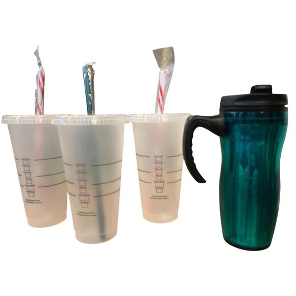 Starbucks 24oz Cups Straws 16oz Lucy Malachite Green Insulated Coffee Mug Reuse - Picture 3 of 8